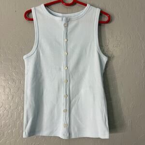 Abercrombie Kids Girls Button Down Tank Top, Blue, 9/10Y